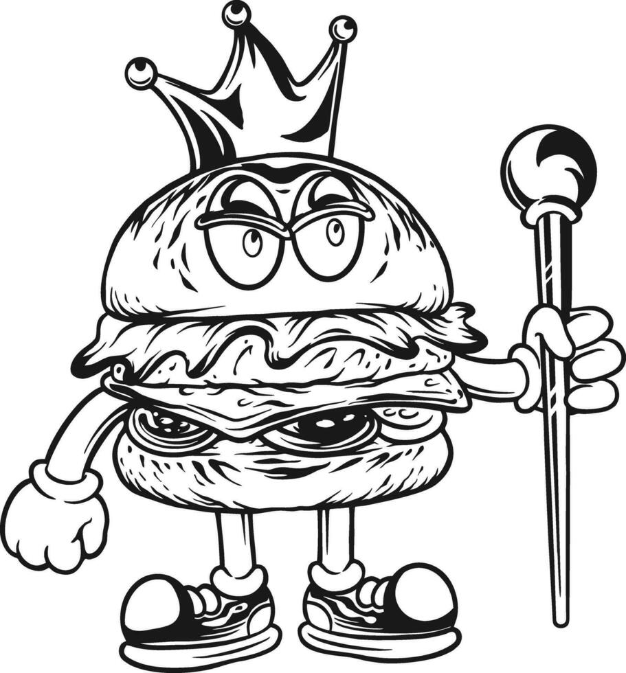 heerlijk kroon funky hamburger monochroom vector illustraties voor uw werk logo, handelswaar t-shirt, stickers en etiket ontwerpen, poster, groet kaarten reclame bedrijf bedrijf of merken.