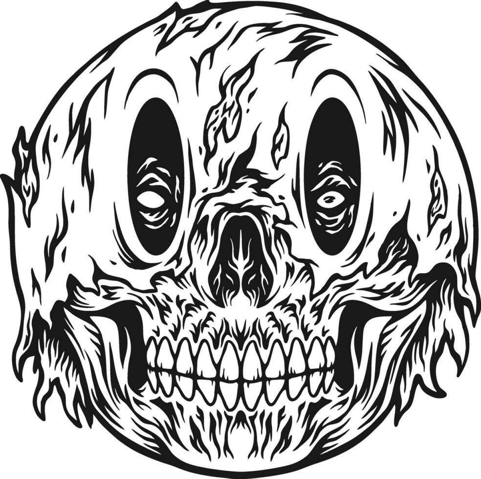 uitdrukkingen spookachtig schedel emoticons monochroom vector illustraties voor uw werk logo, handelswaar t-shirt, stickers en etiket ontwerpen, poster, groet kaarten reclame bedrijf bedrijf of merken.