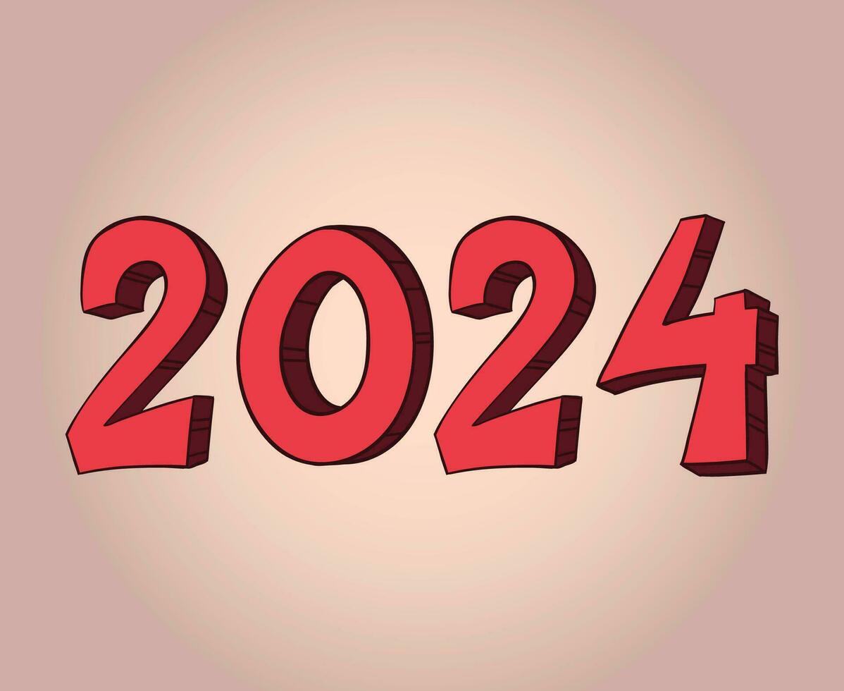 gelukkig nieuw jaar 2024 abstract roze en kastanjebruin grafisch ontwerp vector logo symbool illustratie