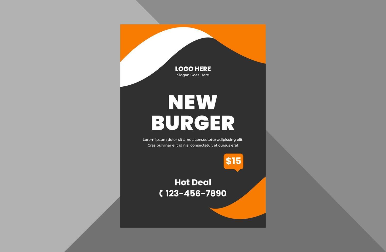 hamburger restaurant flyer ontwerpsjabloon. speciaal voedsel menu poster folder ontwerpsjabloon. a4 sjabloon, brochureontwerp, omslag, flyer, poster, drukklaar vector