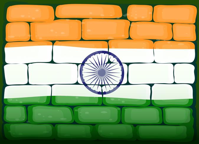 Vlag van India op brickwall vector