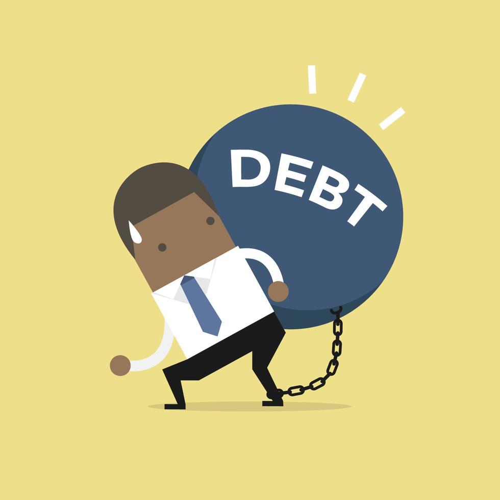 Afrikaanse zakenman draagt schulden. financieel concept vector