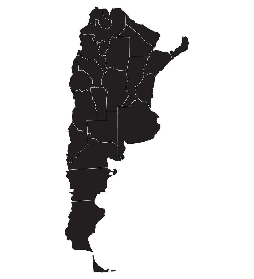 Argentinië kaart. kaart van Argentinië in administratief Regio's in zwart kleur vector