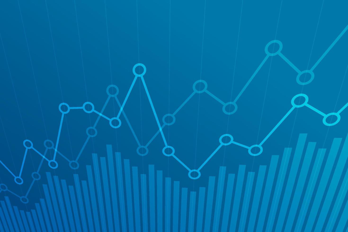 abstracte financiële grafiek met uptrend lijngrafiek op blauwe achtergrond. vector