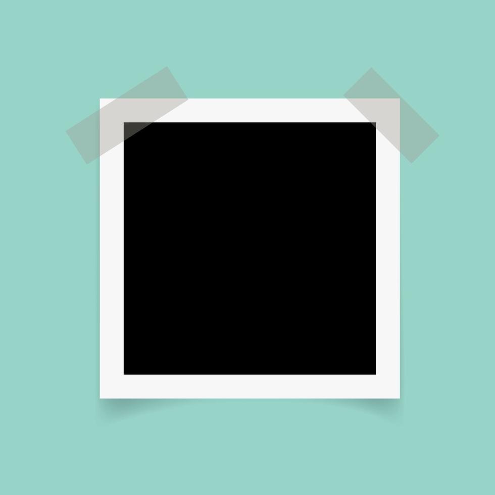 vierkante fotolijsten met plakband op groene achtergrond. vector