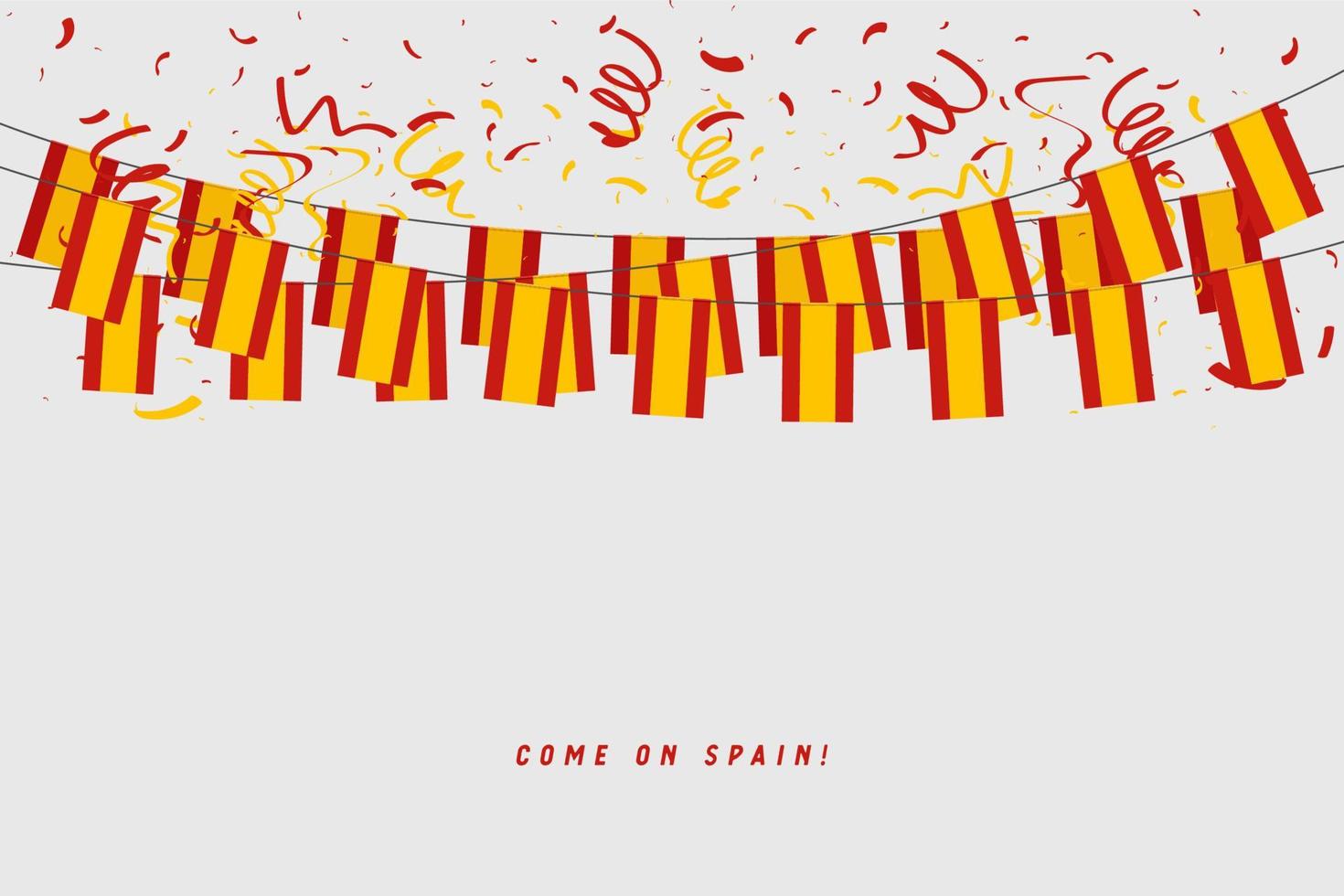 spanje garland vlag met confetti op grijze achtergrond, hang bunting voor spaanse viering sjabloon banner. vector