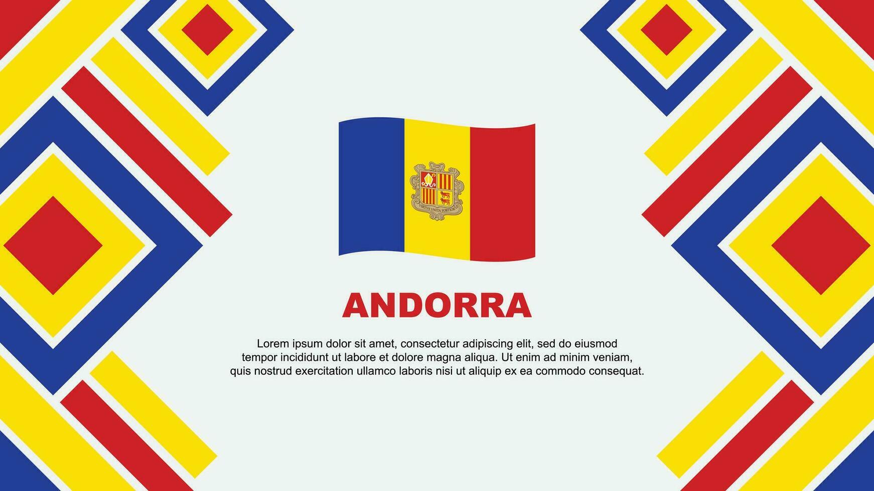 Andorra vlag abstract achtergrond ontwerp sjabloon. Andorra onafhankelijkheid dag banier behang vector illustratie. Andorra