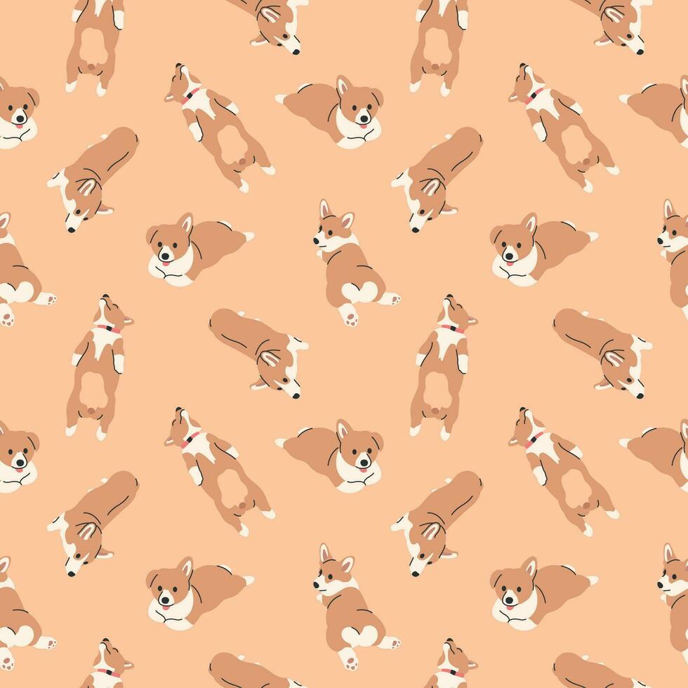 schattig corgies in sommige verschillend slapen beweegt vlak patroon ontwerp. vector