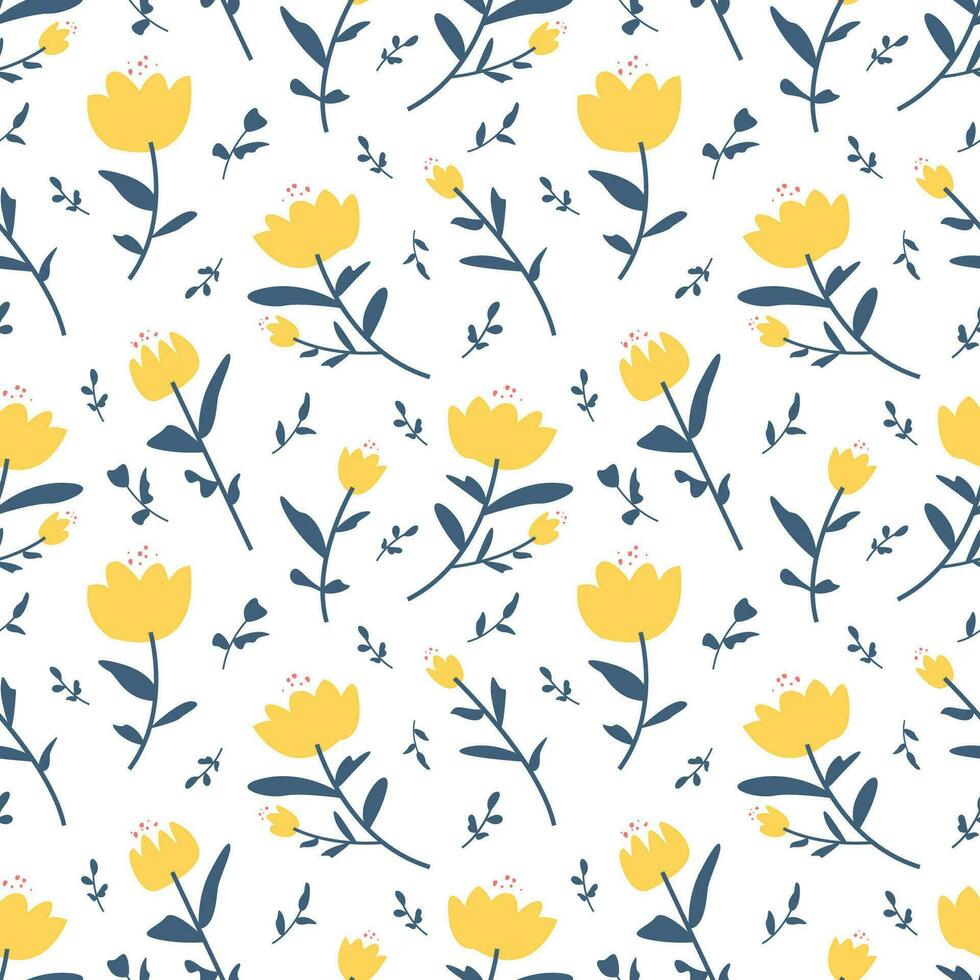 geel bloemen in wit achtergrond abstract naadloos patroon vector