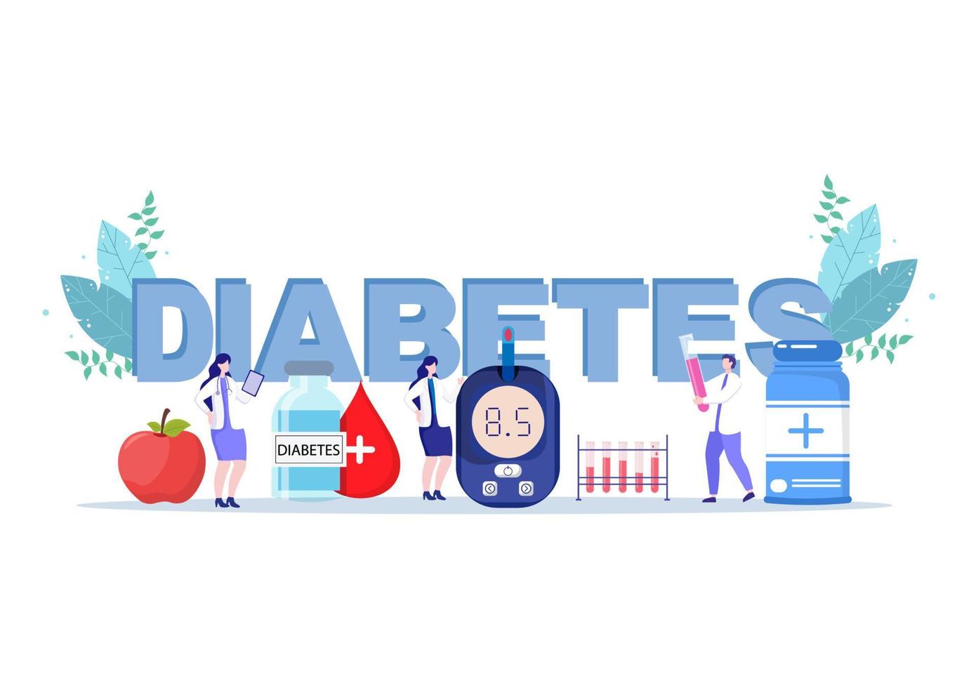 diabetes testen met bloedglucosemeter, examenresultaten, buizen, spuit voor medische gezondheidszorg en behandeling voor poster achtergrond vectorillustratie vector