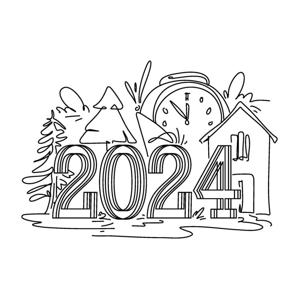 gelukkig nieuw jaar 2024 is alleen maar in de omgeving van de hoek en wij gezocht naar zeggen Gefeliciteerd en allemaal de het beste voor de komt eraan jaar. vector sjabloon. feestelijk horizontaal sociaal media banier ontwerp