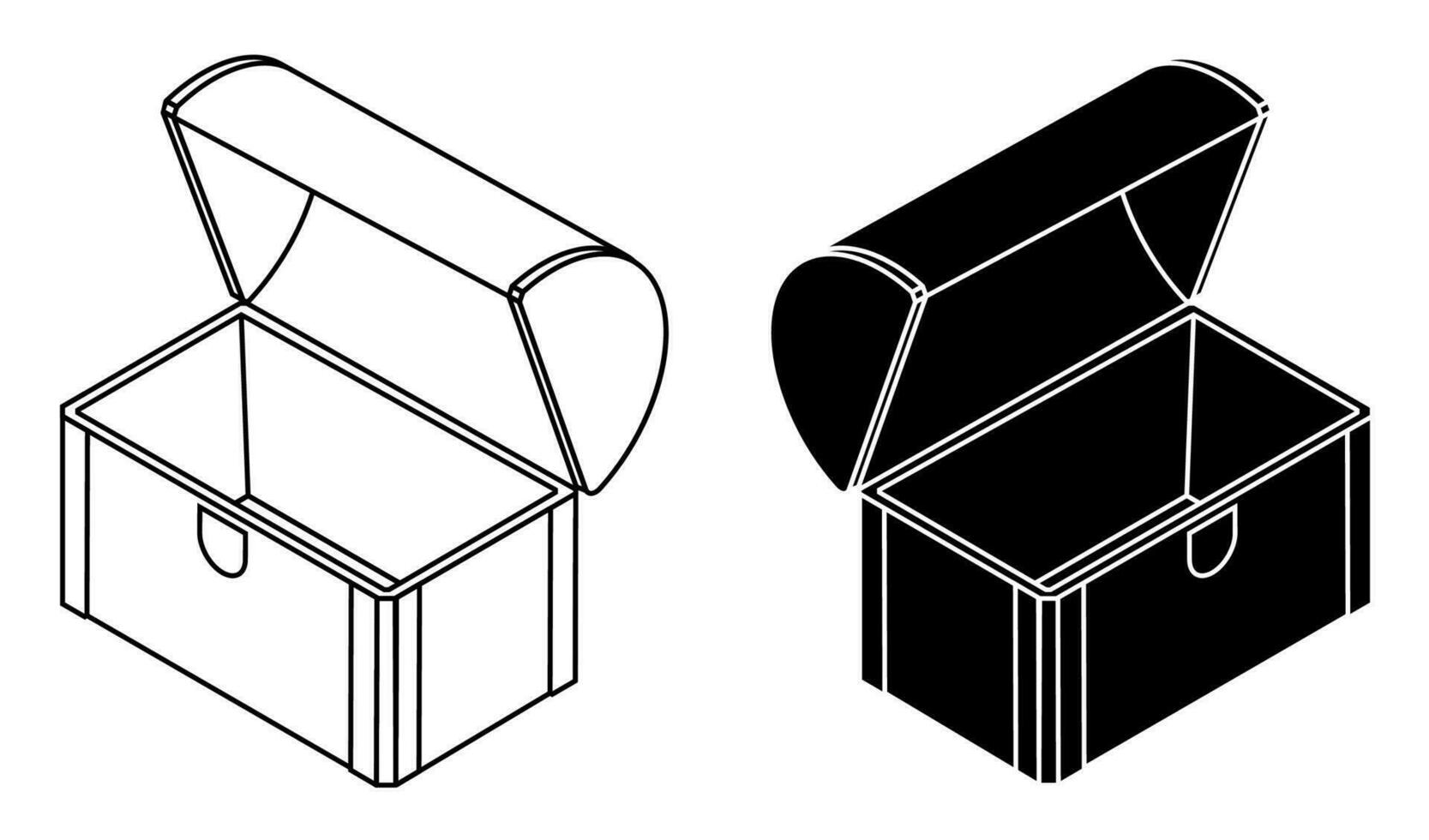 leeg houten borst met Open deksel icoon. mislukking naar vind piraat schatten. vector