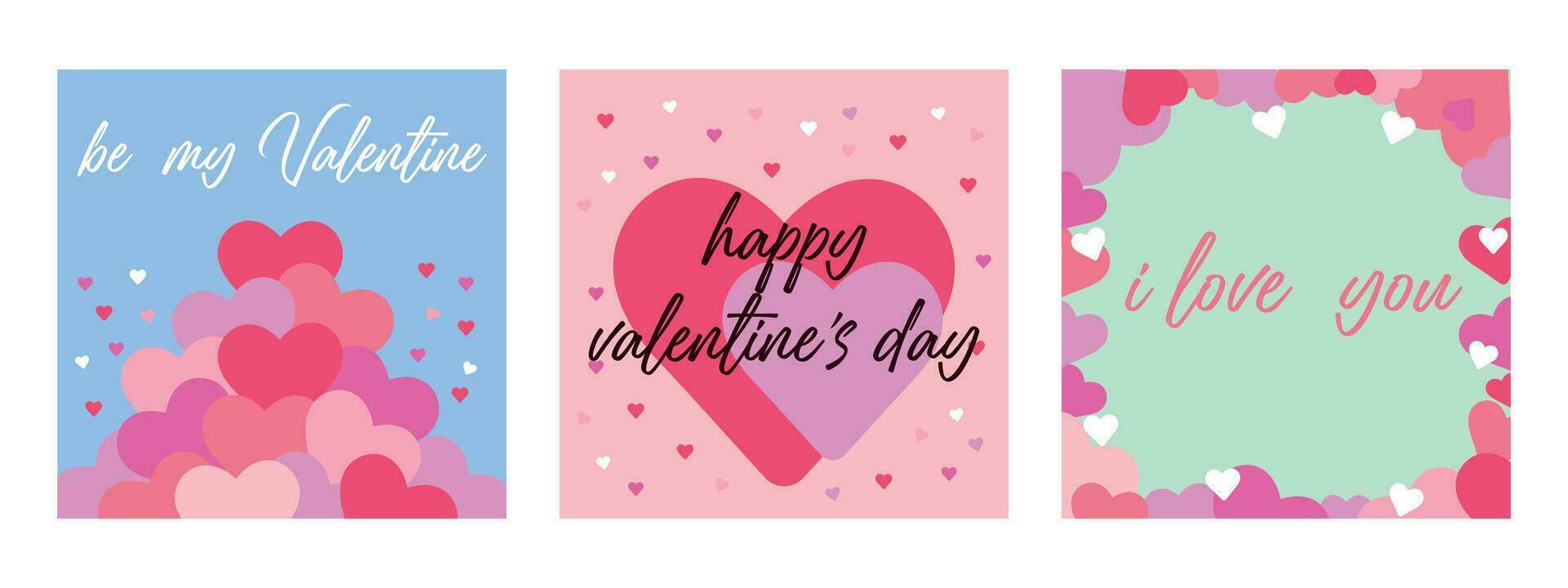 reeks van valentijnskaarten. valentijnsdag kaarten in minimalistische stijl. gelukkig Valentijnsdag dag. vector