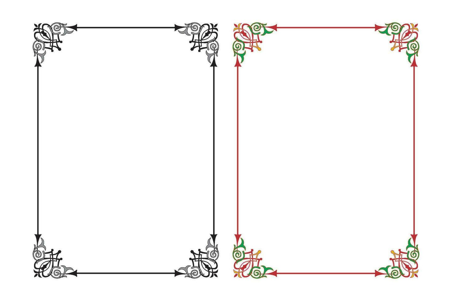 wijnoogst bloemen klassiek kalligrafische retro vignet rol kaders sier- ontwerp elementen zwart en kleur reeks geïsoleerd vector