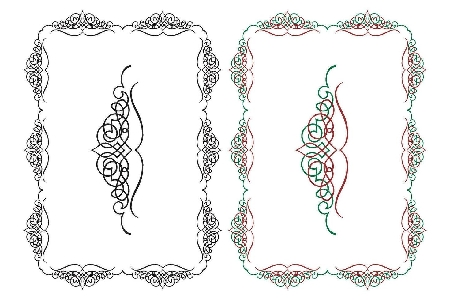 wijnoogst bloemen klassiek kalligrafische retro vignet rol kaders sier- ontwerp elementen zwart en kleur reeks geïsoleerd vector