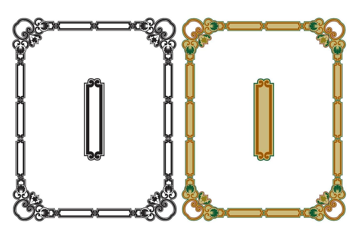 wijnoogst bloemen klassiek kalligrafische retro vignet rol kaders sier- ontwerp elementen zwart en kleur reeks geïsoleerd vector