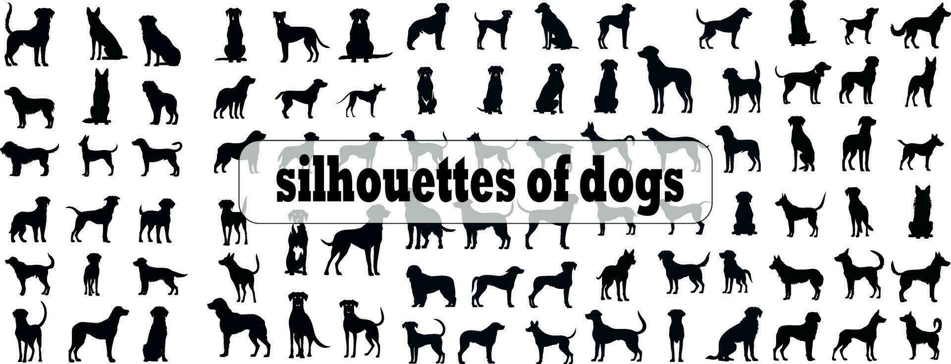 modern verzameling geïsoleerd zwart silhouet van een hond vector illustratie