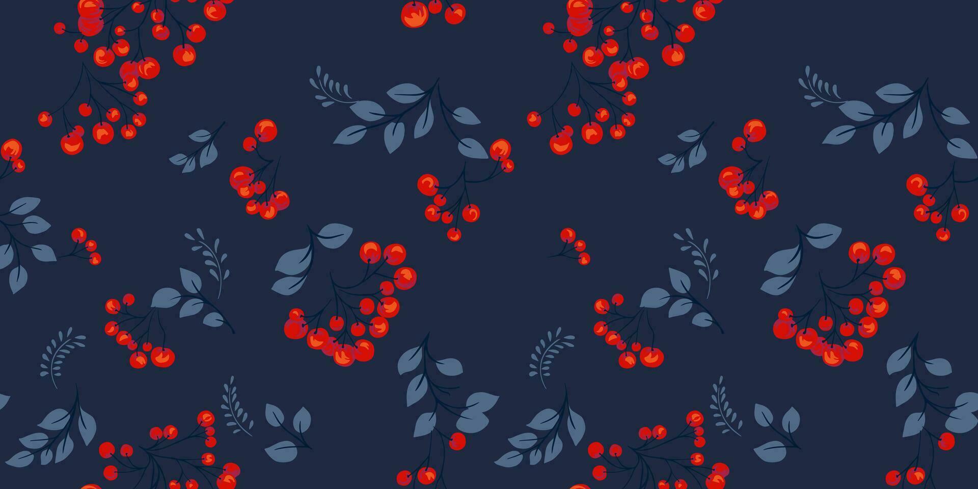 naadloos, kleurrijk, abstract takken bessen met bladeren patroon. jeneverbes, buxus, viburnum, hulst, berberis. botanisch illustratie. vector hand- getrokken. sjabloon voor ontwerp.