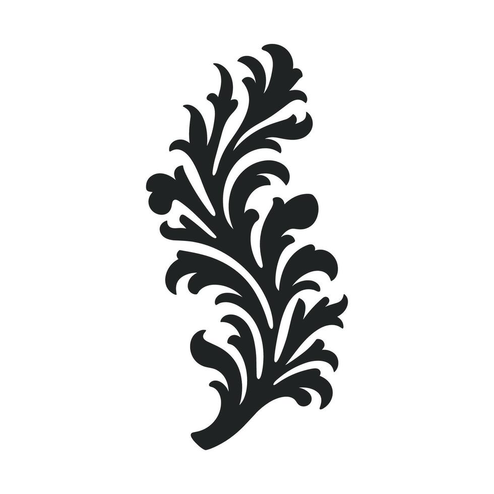 acanthus vector zwart silhouet, decoratief ornament element silhouet.