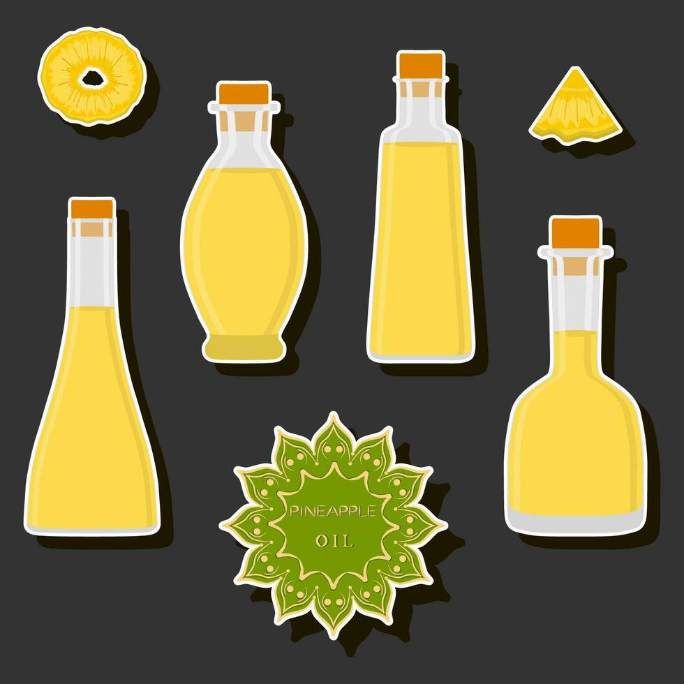 illustratie Aan thema groot reeks verschillend types vloeistof olie, fles divers grootte vector