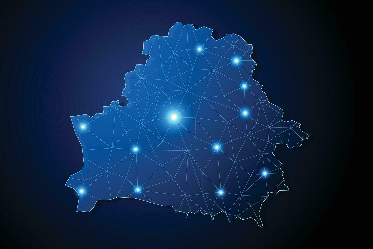 Wit-Rusland - land vorm met lijnen Verbinden majoor steden vector