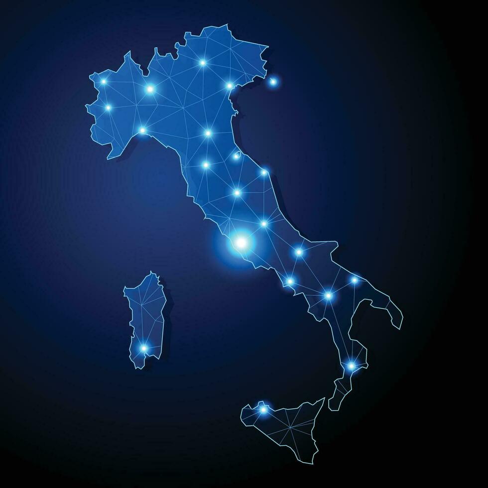 Italië - land vorm met lijnen Verbinden majoor steden vector