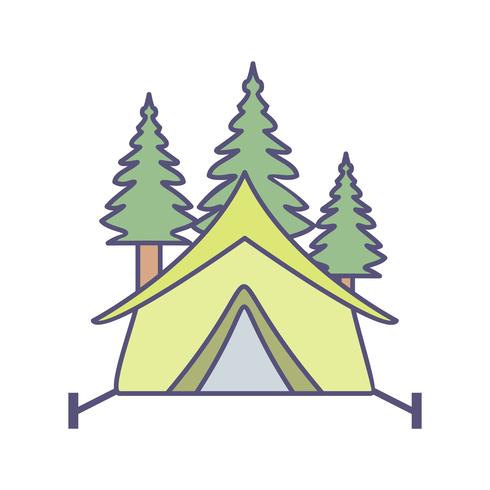 Tent met bomen Vector pictogram