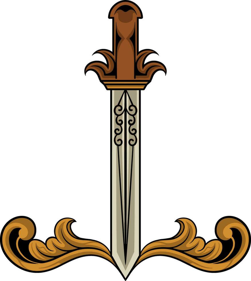 vector zwaard illustratie met ornament en Vleugels