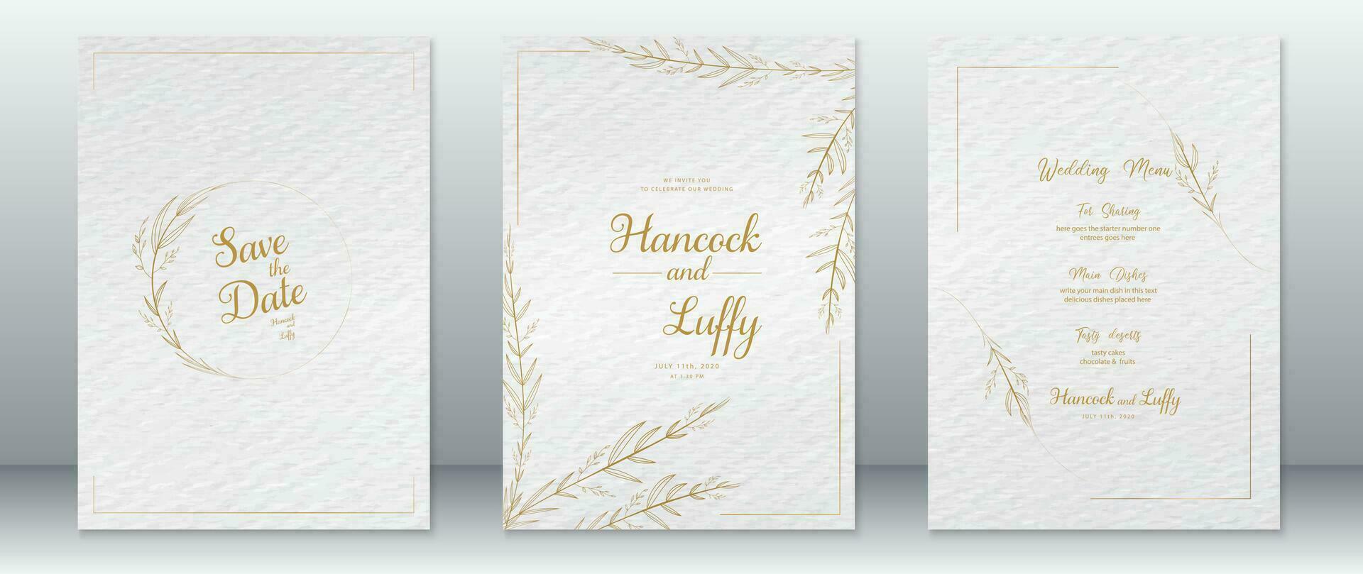 bruiloft uitnodiging kaart sjabloon luxe met goud ontwerp vector