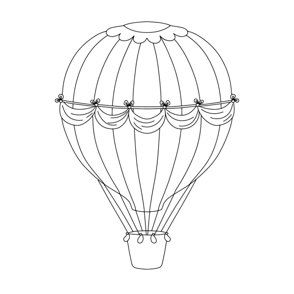 schets heet lucht ballon. lijn illustratie geïsoleerd Aan wit voor kleur boek vector