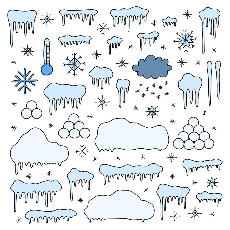 reeks van tekening sneeuw winter decoraties. vector