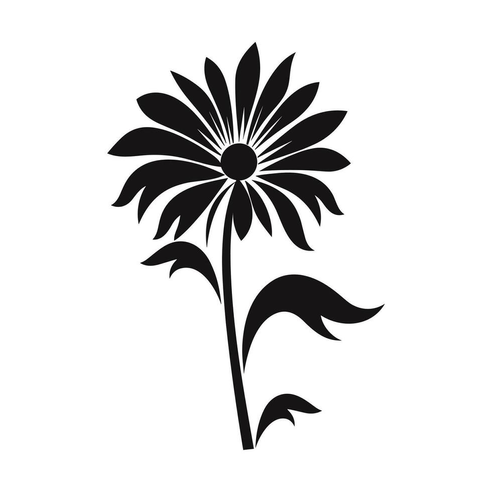 een aster bloem zwart silhouet vector vrij