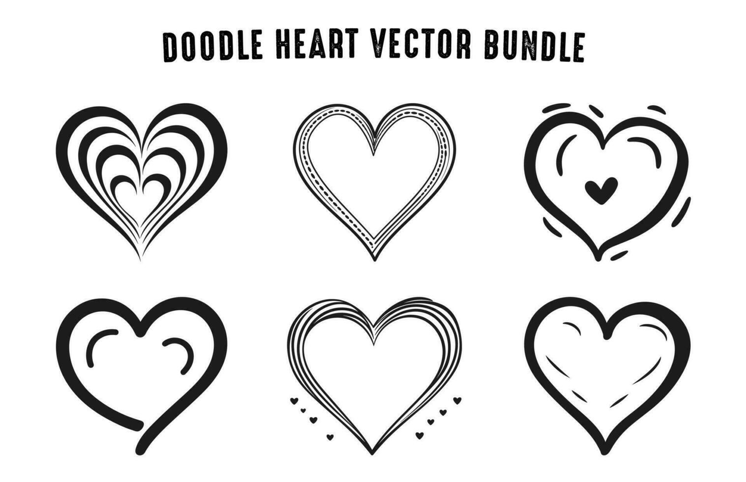 tekening liefde hart symbool clip art verzameling, vector hand- getrokken tekening hart icoon set, zwart schets liefde hart symbool bundel