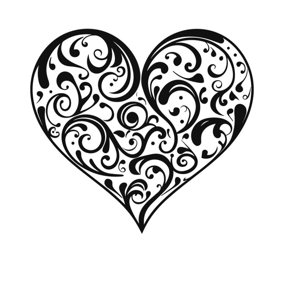 een decoratief liefde hart symbool clip art, een tekening hart vector geïsoleerd Aan een wit achtergrond