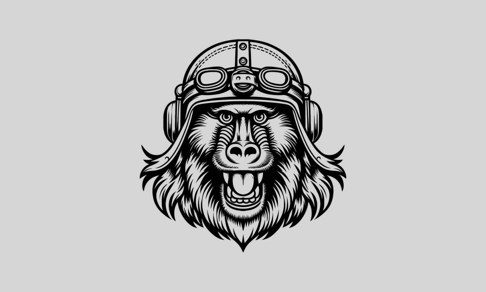 aap met helm vector schets ontwerp