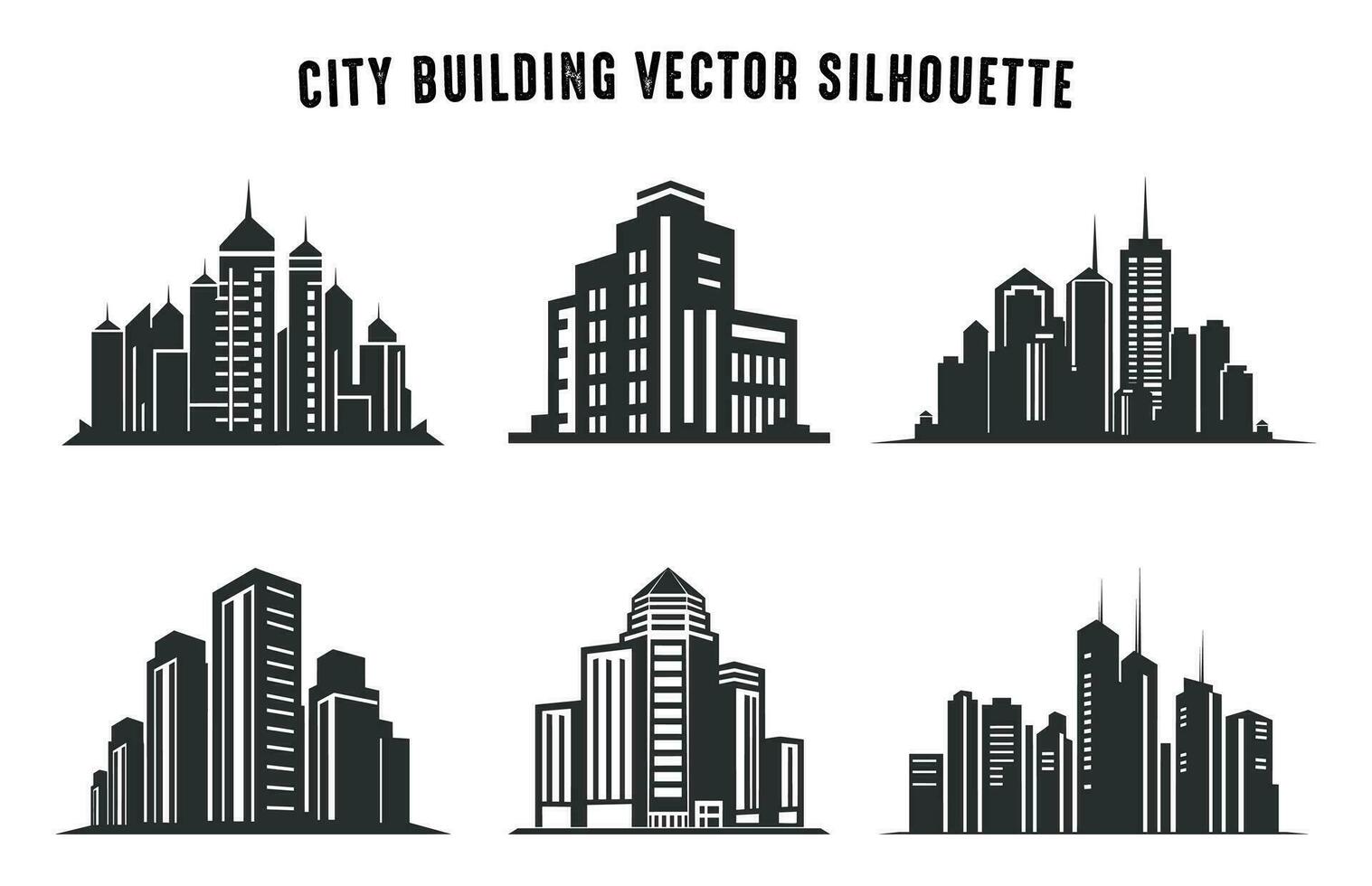 stad gebouw silhouet vector set, stad gebouwen logo vector icoon bundel