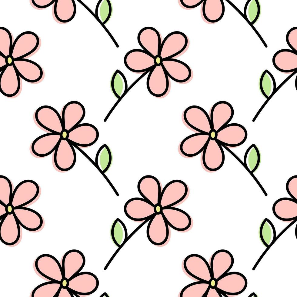 bloem hand- getrokken illustratie naadloos patroon vector