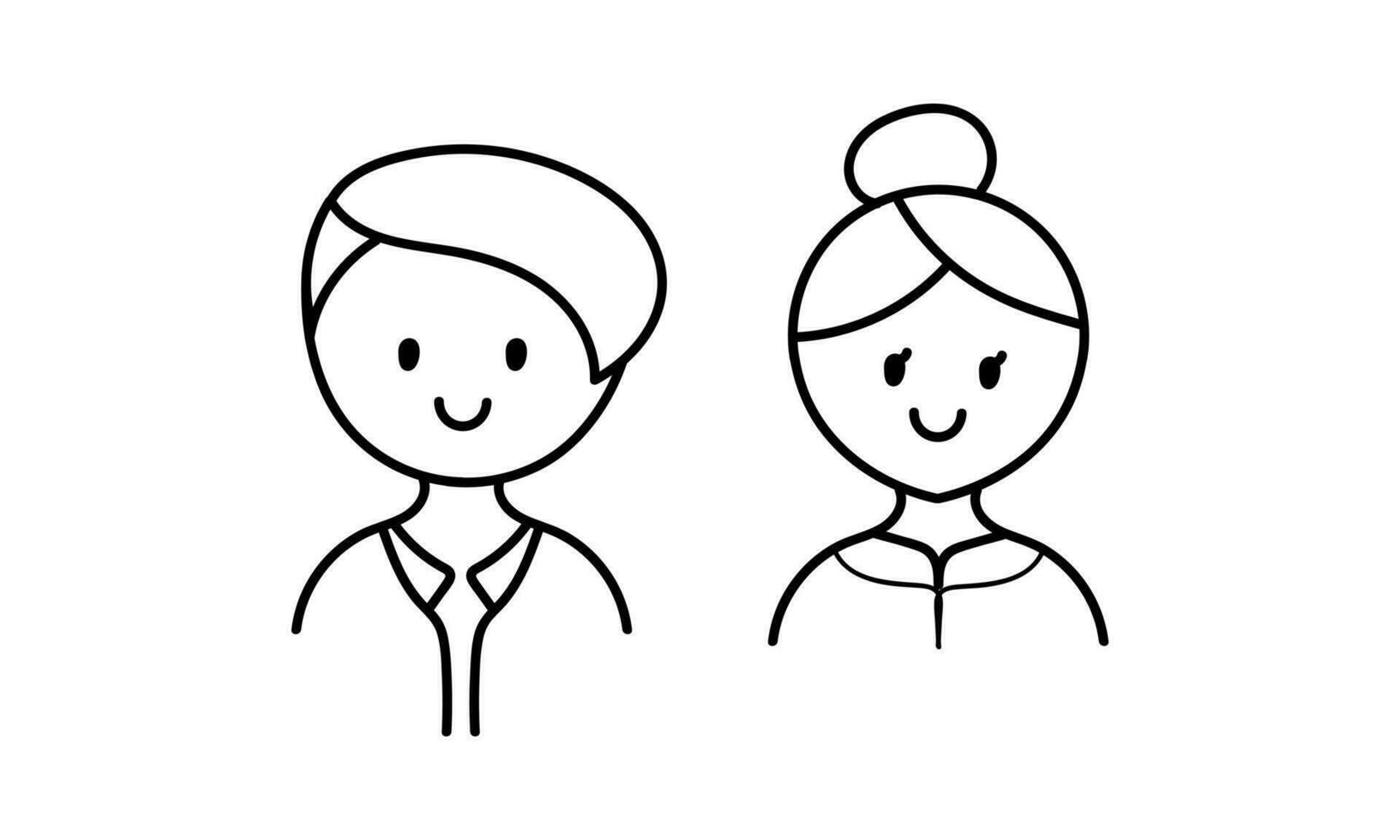 hand- getrokken van jongen en meisje gezicht tekens vector