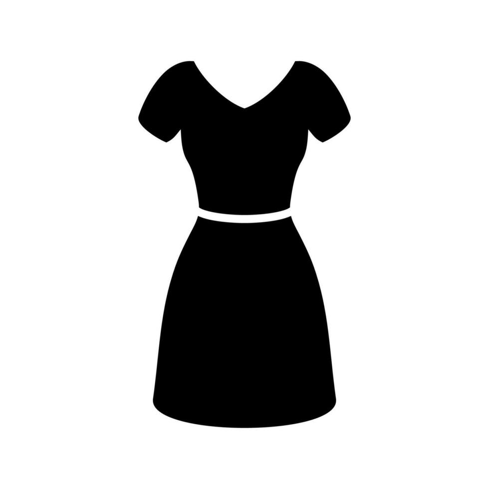 jurk icoon. vrouw kleding. silhouet kleding. avond en cocktail zwart jurk. vector illustratie