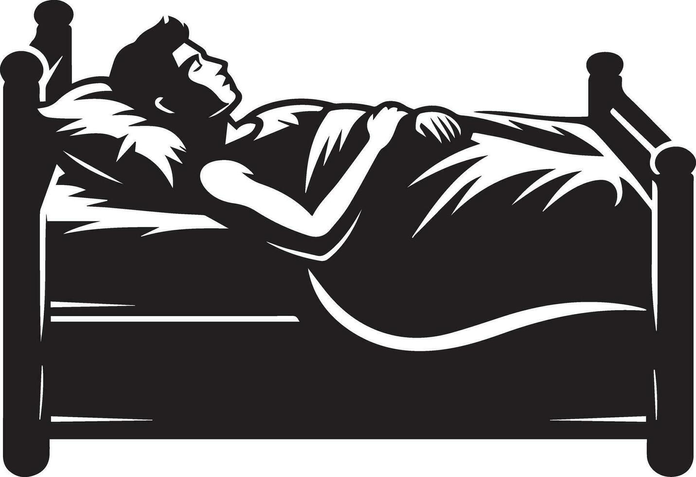 een Mens slapen Aan bed vector silhouet 15