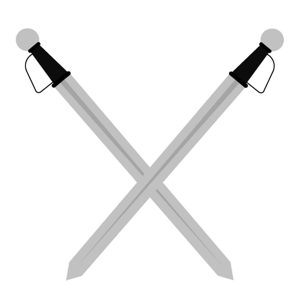 twee zwaard gekruiste vector vlak illustratie en icoon