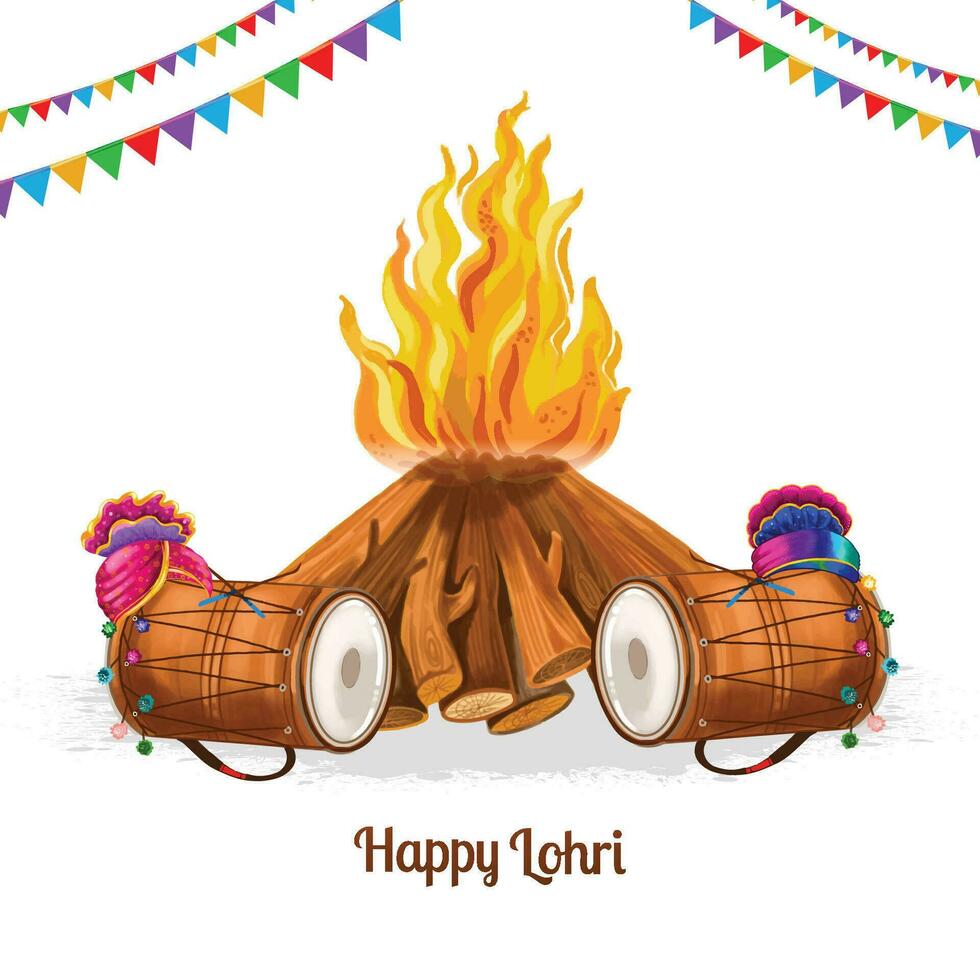 Punjabi festival gelukkig lohri vakantie kaart achtergrond vector