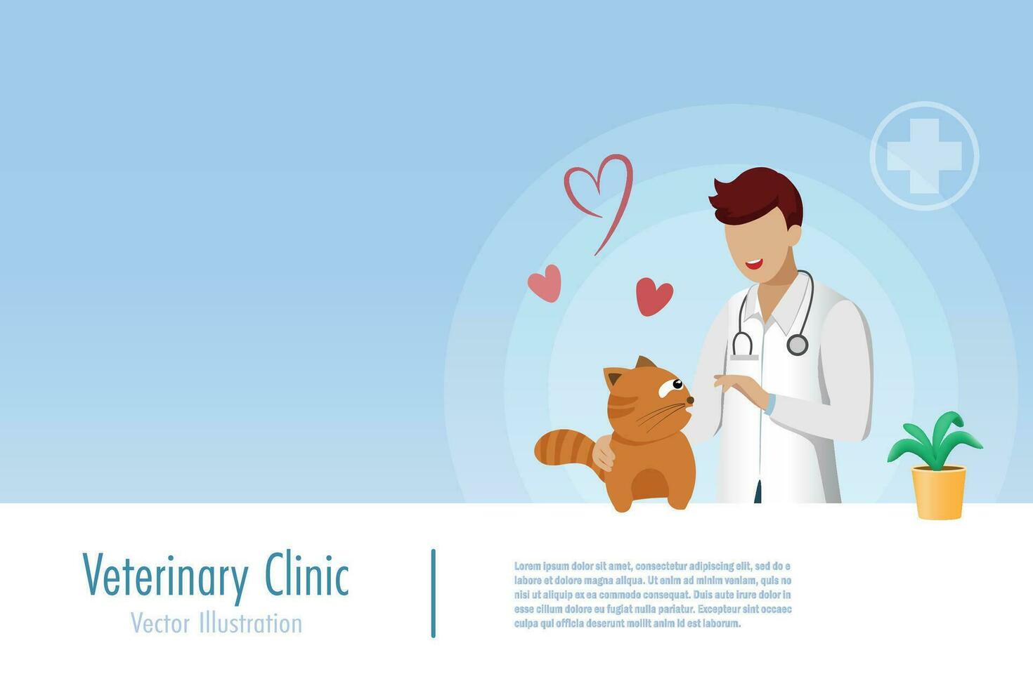 dier ziekenhuis, veterinair kliniek. dierenarts dokter diagnose en controleren omhoog kat Gezondheid Bij ziekenhuis. huisdier Gezondheid zorg en medisch onderhoud voor huiselijk dier. vector. vector