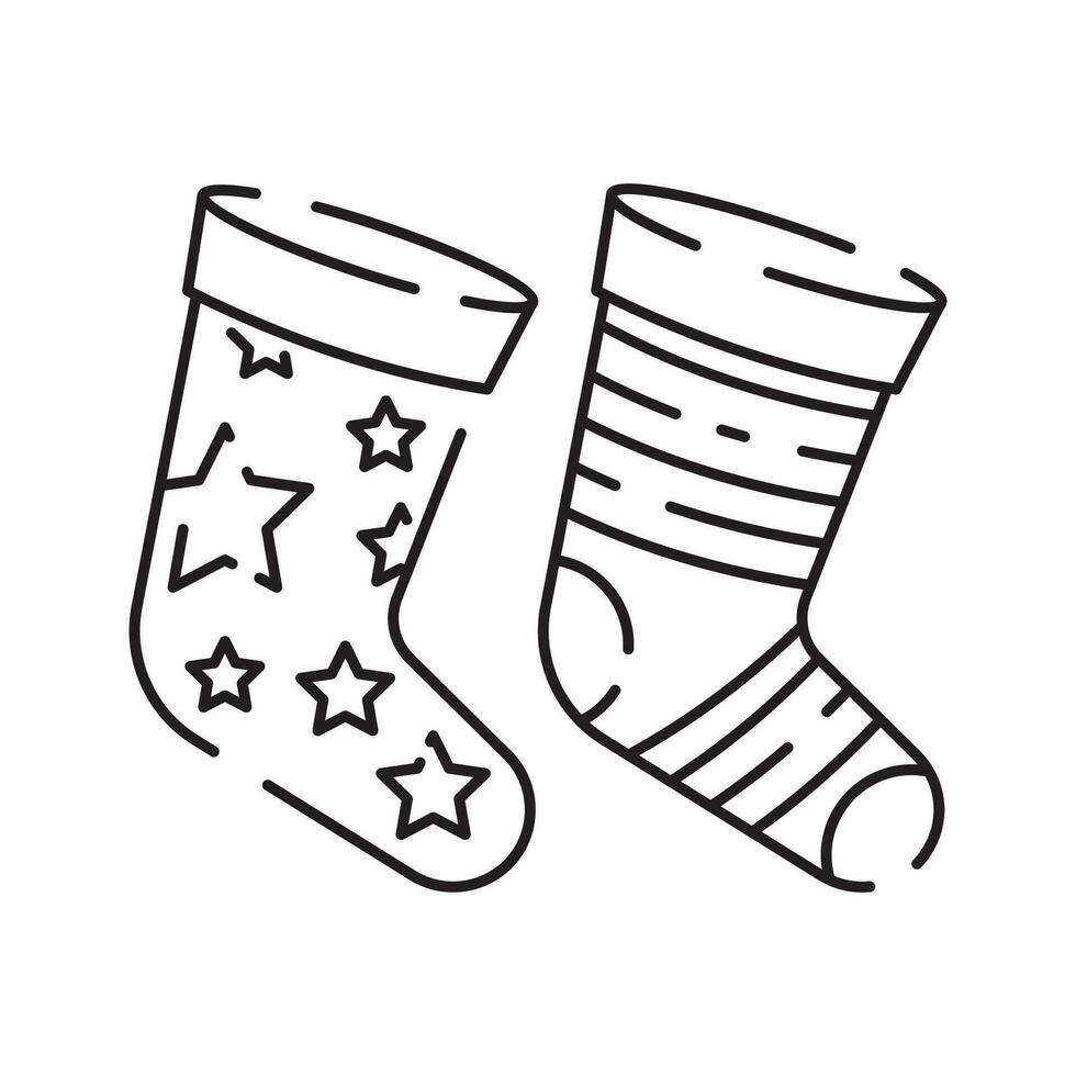 schets van een Kerstmis sok lijn icoon vector illustratie. gelukkig nieuw jaar.