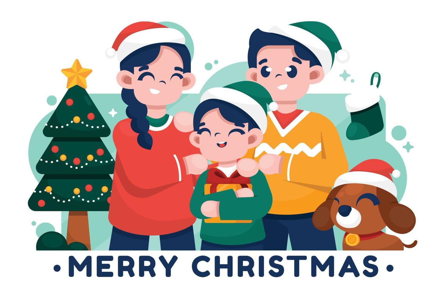 gelukkige familie die kerst viert vector