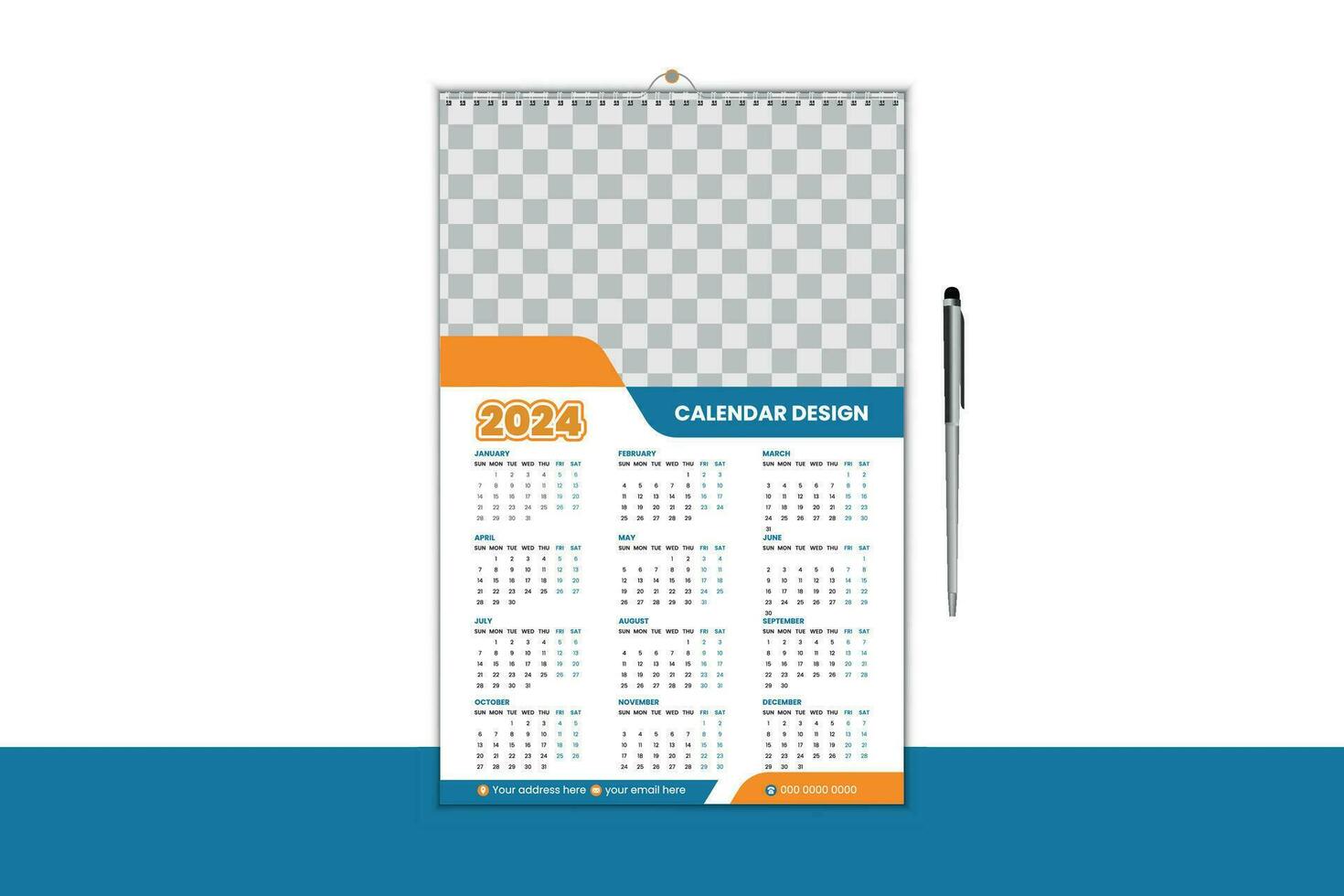 2024 nieuw jaar kalender ontwerp voor bedrijf vector