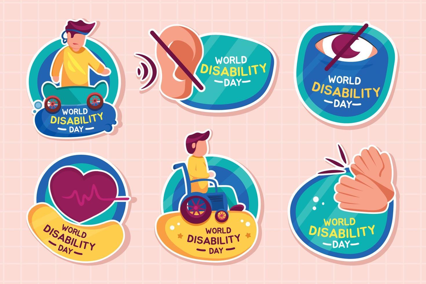 stickerpakket voor internationale dag van invaliditeit vector