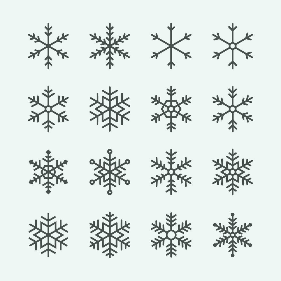 sneeuwvlok pictogrammen set. gelukkig nieuw jaar icoon vector. Kerstmis vakantie symbool vector illustratie geïsoleerd voor web en mobiel app