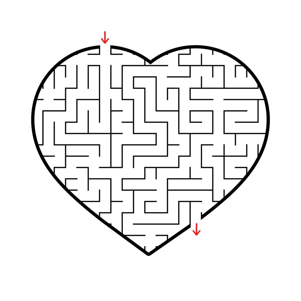 labyrint hart. eenvoudige platte vectorillustratie geïsoleerd op een witte achtergrond. een interessant spel voor kinderen en tieners. vector