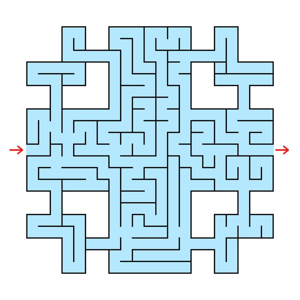 kleurrijk vierkant fantastisch labyrint met een ingang en een uitgang. eenvoudige platte vectorillustratie geïsoleerd op een witte achtergrond. vector